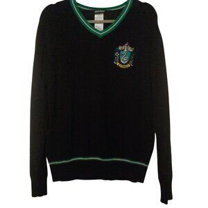 Harry Potter Slytherin Black L-Sleeve Patch Womens V-Neck Pullover M